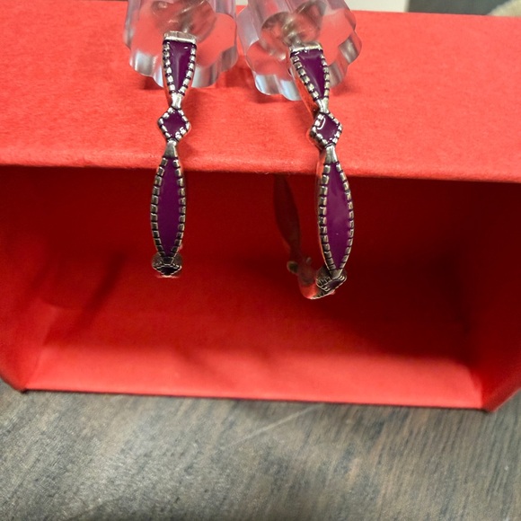 James Avery Enamel Cordoba Hoop Earrings - Purple Sterling Silver - Picture 4 of 5